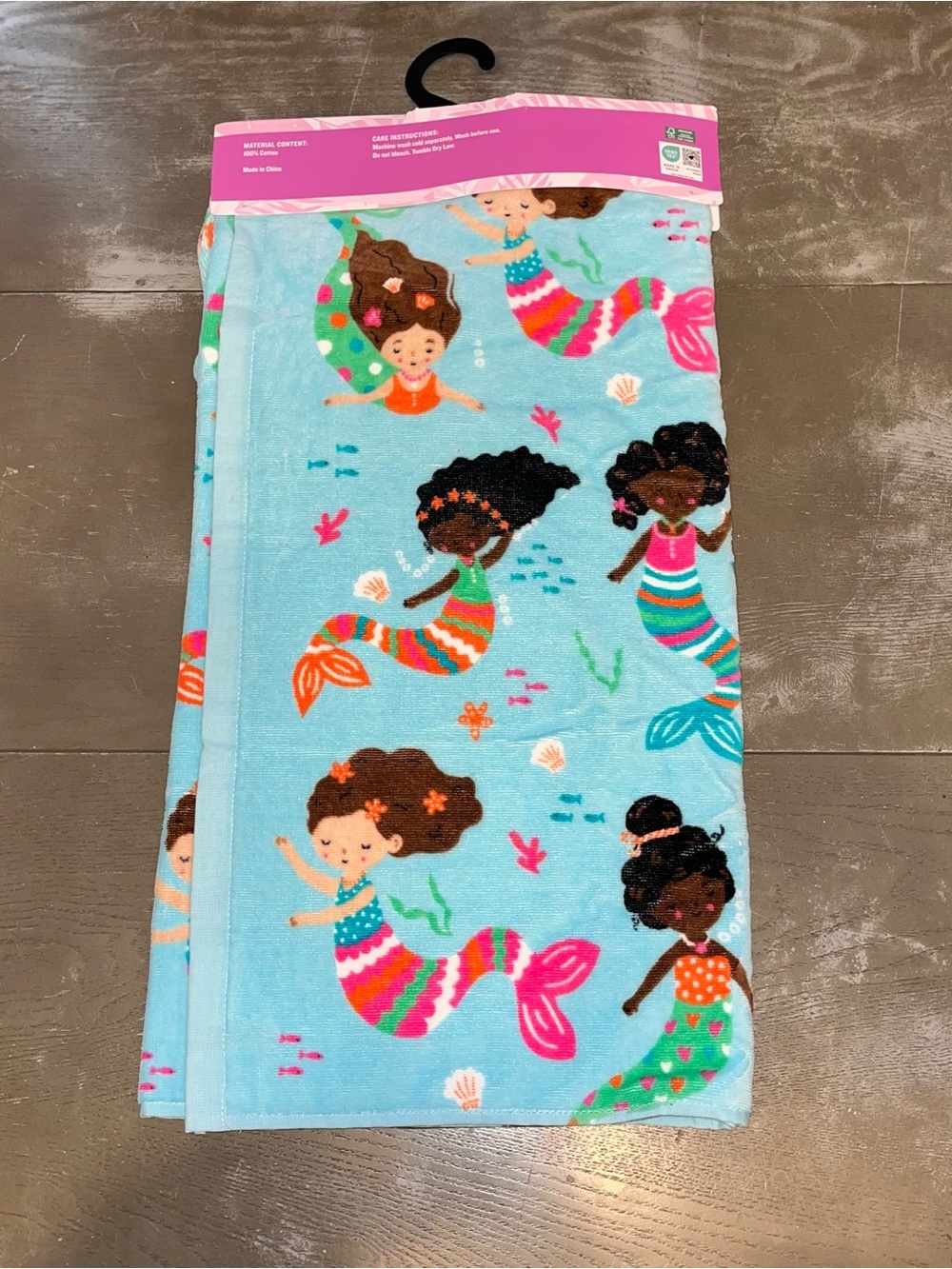 Tommy Bahama Beach Towel Girls Blue Mermaid Hooded Kids NWT 28” X 48” - Picture 4 of 4